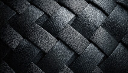 Fototapeta premium Close-up view of a dark gray woven texture