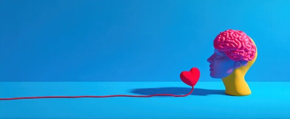 The colorful brain and heart connection representing emotions and creativity.