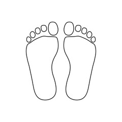 Human footprints outline vector flat design on white background.