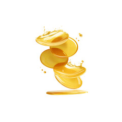 Abstract Splash of Golden Liquid, Honey or Juice, Falling in Slow Motion