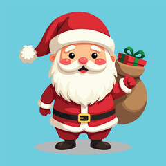 Cheerful Santa Claus with a Gift Bag