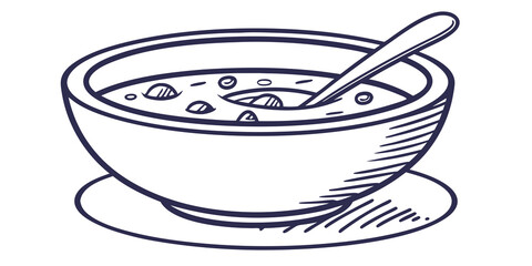 Warm bowl of hearty soup with spoon ready to savor comfort food goodness