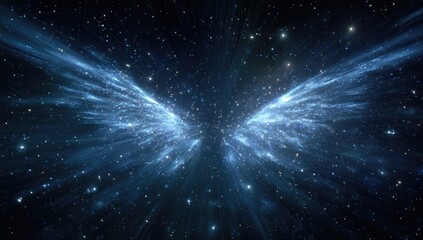 Celestial wings against a starry backdrop