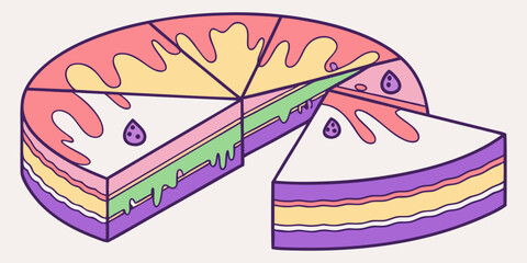 Sweet layered cake with vibrant frosting and playful sprinkles, perfect for celebrations and party themes.