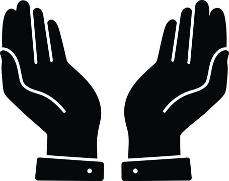 Open hands prayer gesture hope faith symbol vector