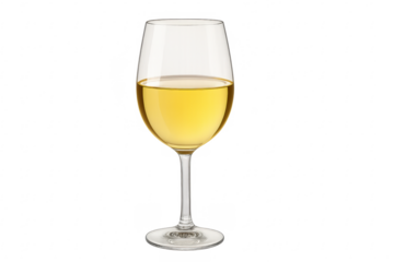 Glass of white wine on transparent background, perfect for compositions