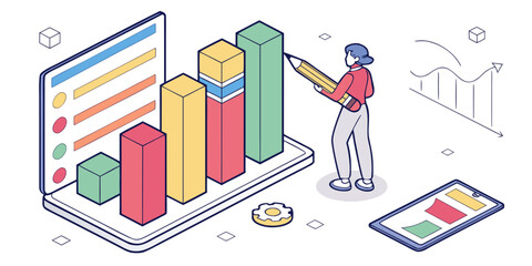Person analyzes financial growth charts on tablet, symbolizing business success and data insights.