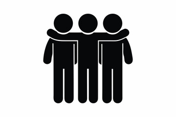 Friends hugging icon silhouette illustration