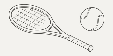 Classic tennis racket and ball illustration perfect for sports branding, web design, and creative projects.