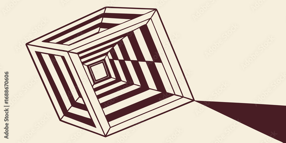 Poster abstract geometric tunnel effect with dark stripes creating depth and intrigue