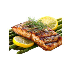 Grilled Salmon Fillet with Asparagus and Lemon