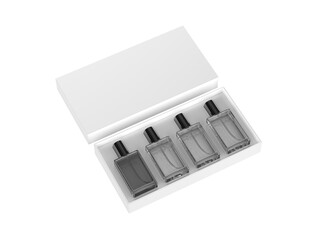 Perfume gift box blank template, 3d illustration.