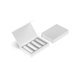 Perfume gift box blank template, 3d illustration.