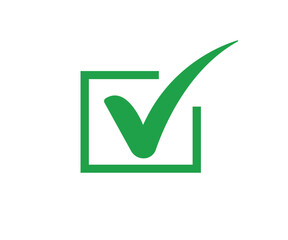 Green Check Mark in Box Icon Approved Icon on Transparent Background