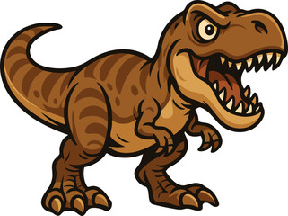 Roaring tyrannosaurus cartoon with open jaws and sharp teeth