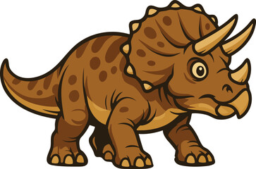 Horned triceratops cartoon walking with frill and beak