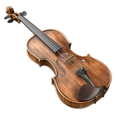 Fototapeta premium Antique wooden violin with detailed scrollwork on a black background