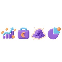 Fototapeta premium 3D Rendered Icons Representing Finance Growth Investment and Wealth