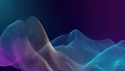 Abstract digital landscape with flowing, interconnected lines of light