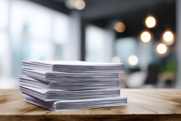 Stacked Informative Booklets: Pamphlets and Leaflets Showcasing Modern Bureaucracy on an Office Desk