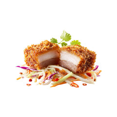 Crispy Fried Pork Belly Slices with Asian Slaw