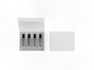 Perfume gift box blank template, 3d illustration.