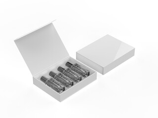 Perfume gift box blank template, 3d illustration.
