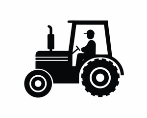 Farmer with tractor silhouette illustration