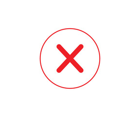 Red Cross Mark in White Circle on Transparent Background