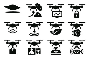 Fototapeta premium Vector quantum charging landing efficiency flight icon autonomous energy avoidance precision drone