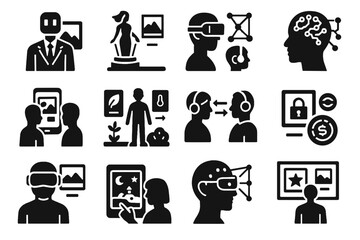 Spatial personalized icon vector interactive smart experiences set futuristic tours environment art