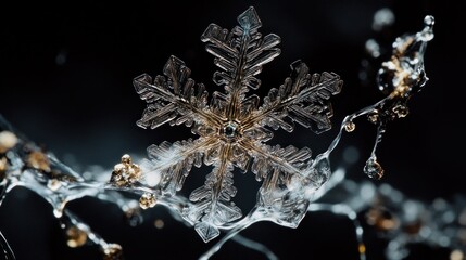 A Close-up Macro of a Snowflake