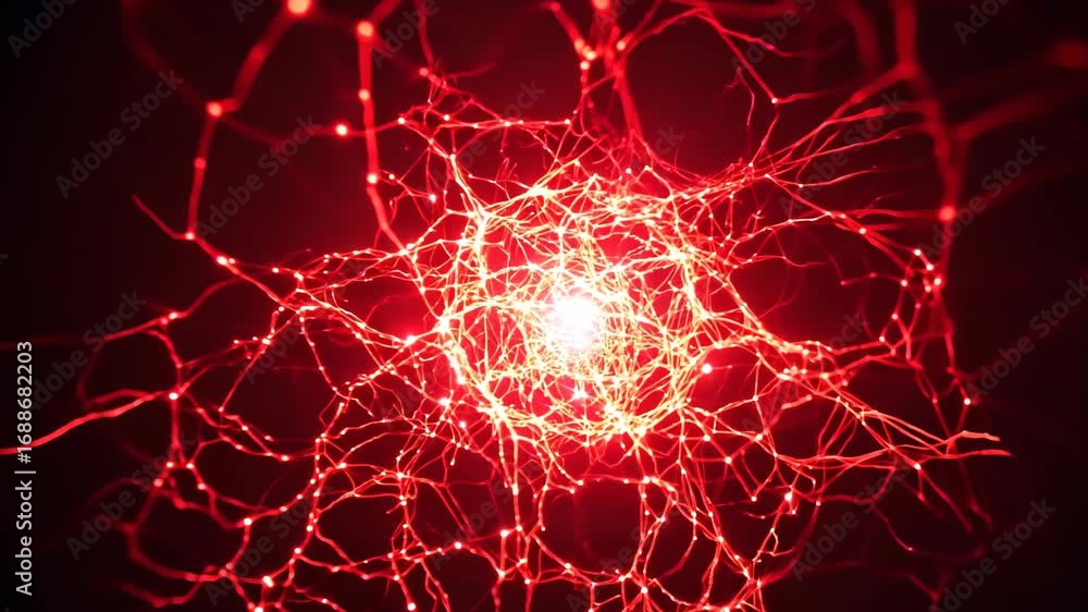 Poster intriguing abstract image featuring a vibrant red light emanating from an organic structure, creatin