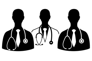 Doctor with stethoscope silhouette illustration