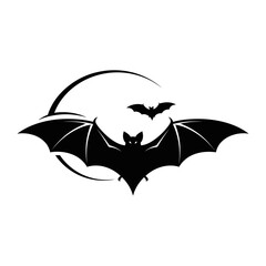 Elegant black bat logo design perfect for Halloween, gothic themes, and spooky branding