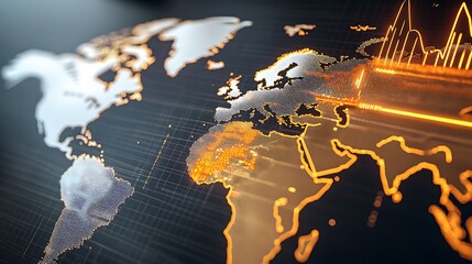 Global binary code network on world map illustration for international business communication concept