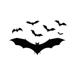 Spooky Halloween bats flying against a white background, perfect for festive designs