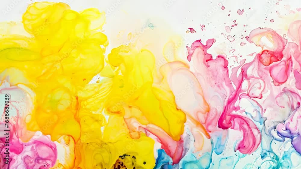 Aufkleber a vibrant abstract artwork showcasing fluid ink blending in bold colors, creating dynamic patterns a