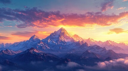 Majestic Mountain Range at Sunset