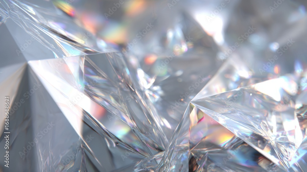 Poster Multiple sparkling clear gemstones are closely arranged, showcasing their sharp facets and colorful reflections.