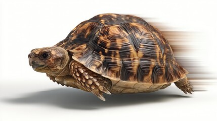 Obraz premium Adorable Turtle in Motion: Cute Shell-Backed Creature Zooming by with Speed Blurs