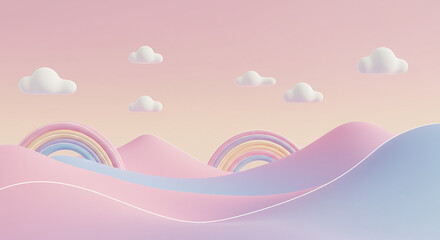 Dreamy pastel landscape, soft lines, gentle colors, fluffy clouds, rainbow mountains, minimalist.
abstract background with clouds