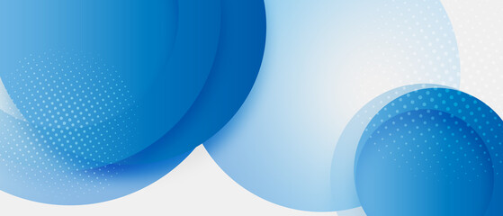 abstract blue geometric banner background with circles