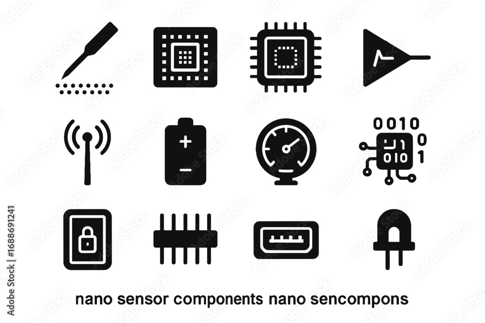Aufkleber battery nanoscale data dial icon nano port vector amplifier sensor probe wireless
