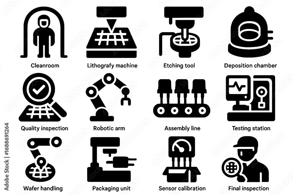 Poster packaging vector lithography icon arm calibration assembly tool nano final line sensor