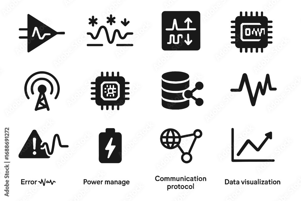 Poster icon communication visualization vector wireless storage detector modulator receiver protocol nano s