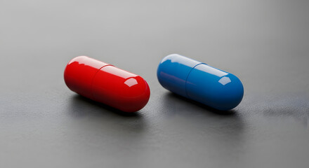 Red and Blue Pill Choice on Gray Surface red pill decision