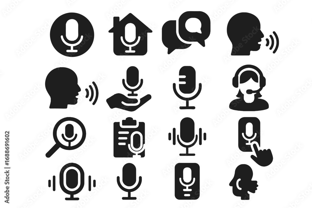 Poster icon voice recording virtual tools icons support chat accessibility application podcasting commands