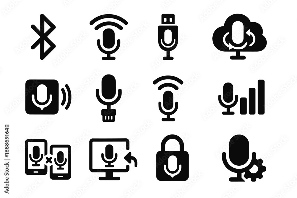 Poster sync bluetooth cloud connectivity signal cable grid ethernet encryption icon strength vector