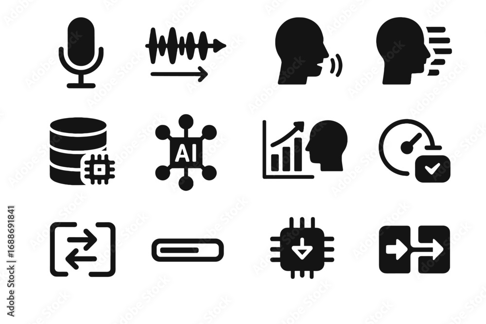 Poster neural ai sample pronunciation icon translator vector profile calibration processor model